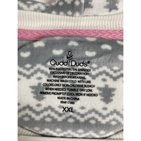 Cuddl Duds Fleece Pajama Set Women Size 2XL V Neck Long Sleeves Gray Snowflake - Picture 3 of 7